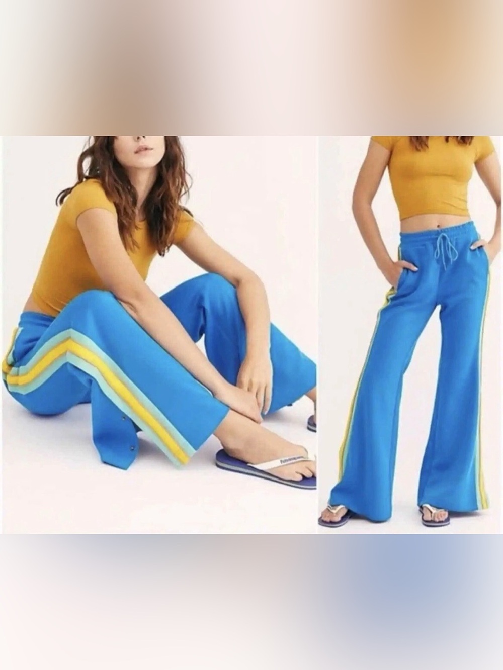FREE PEOPLE Shes A Rainbow Sport Flare in Blue size small